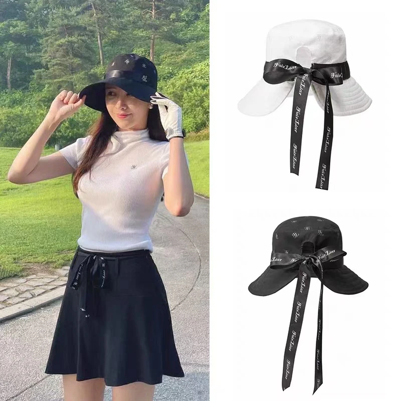 golf-ladies'-fiing-cap-spring-summer-autumn-winter-wearable-sun-protection-hat-with-top-bowknot-silk-ribbon-hat