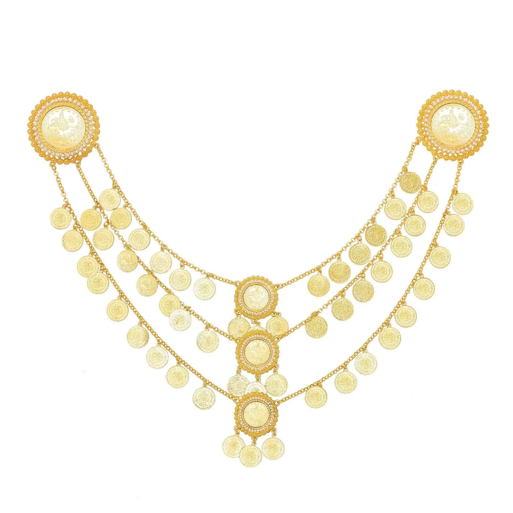 3 Layers Women Shoulder Chains Coins Pendant Statement Body Jewelry Fashion Metal Vintage Bohemia Accessories