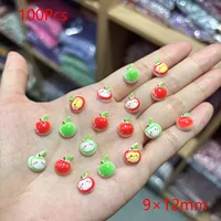 100Pcs 9x12mm Smiling Apple Fruit Nail Charms - Cute 3D Resin Nail Art Decor, Playful DIY Nail Accessories for Fresh Manicures