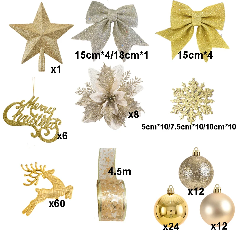 Ornaments Christmas Tree Decorations Set Christmas Ornament Hanging Decor New Year Party Holiday Gifts Snowflake Bow Balls Star