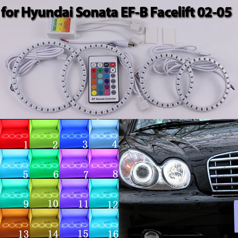 

Halo Ring Angel Eyes RGB multi-color Remote Control LED for Hyundai Sonata EF-B Facelift 2002-2005 Headlight DIY Accessories