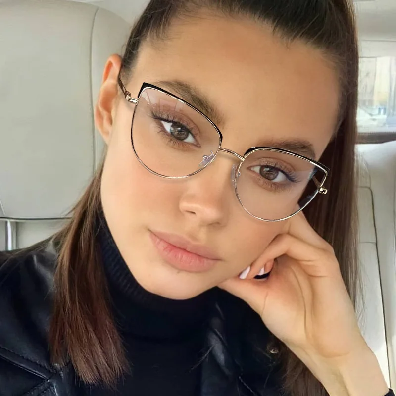 

Fashion Metal Frames Cat Eye Anti Blue Light Glasses Women Optical Eyeglasses Frame Computer Reading Eyewears