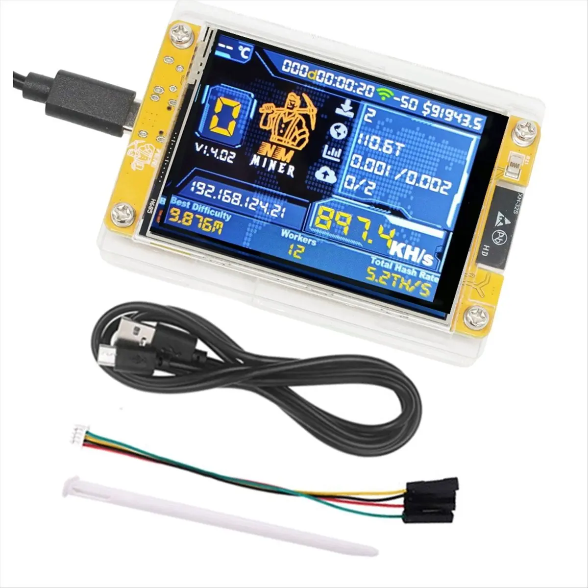 Y1646A~!#898KH/S 2.8 Inch Smart Display Upgraded Hashrate Bitcoin Crypto Solo Miner