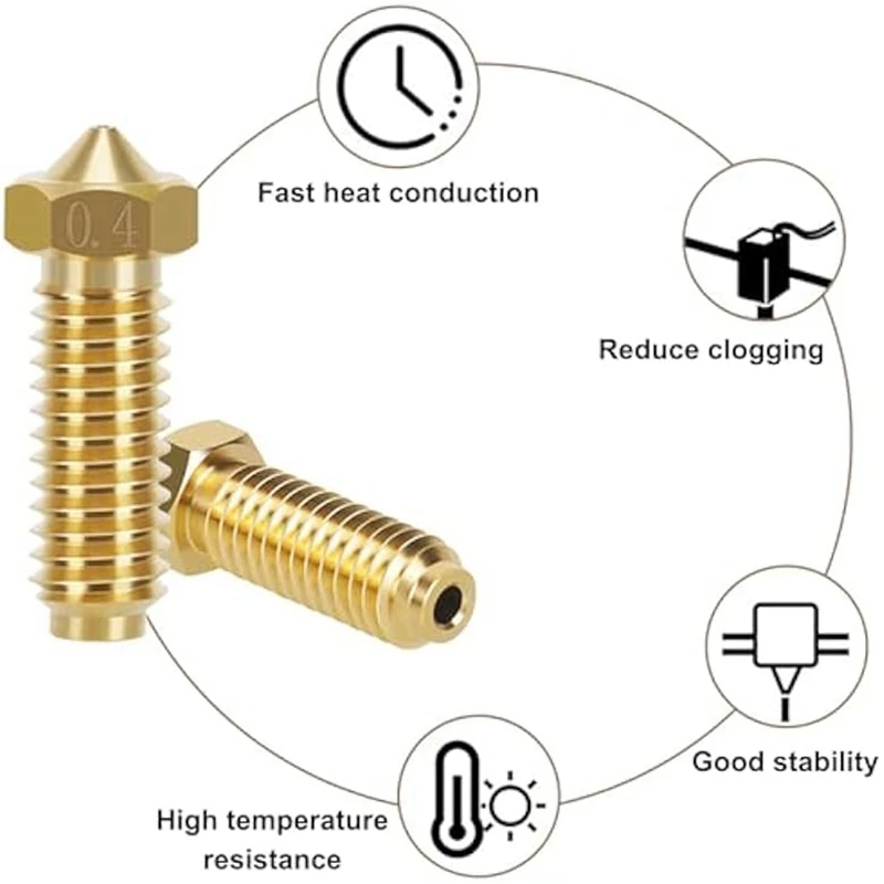 Anycubic-boquillas de latón de 16 piezas para extrusora Kobra 2 Series,8 piezas, 0,4mm, 2 piezas cada una, 0,2/0,6/0,8/1,0mm