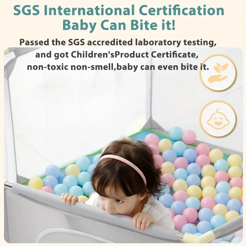 No Gaps Playpen for Baby Sturdy Aluminum Alloy Frame Foldable Baby Playpen Hexagonal Safety Stable Baby Safety Barrier Fence