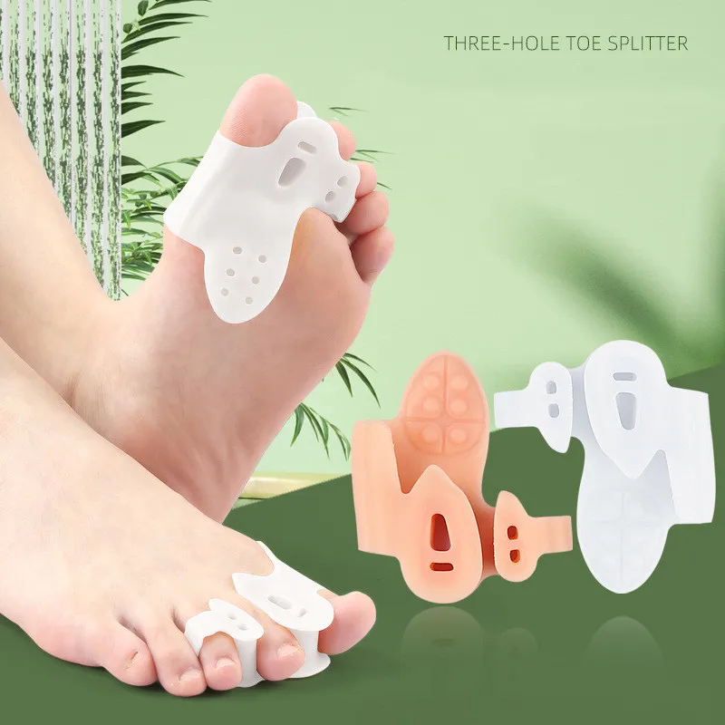 

Sebs Forefoot Pad Three Hole Toe Splitter Foot Center Shock Absorption Massage Hallux Valgus Orthosis Insoles Shoe Accesories