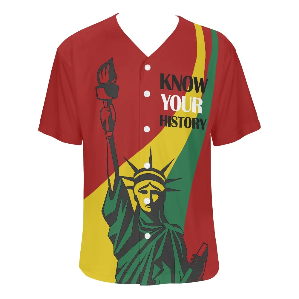 2022 The New V-neck Short Sleeve Shirt American Statue of Liberty printing Baseball Jersey For Street Hip Hop Baseball Tops