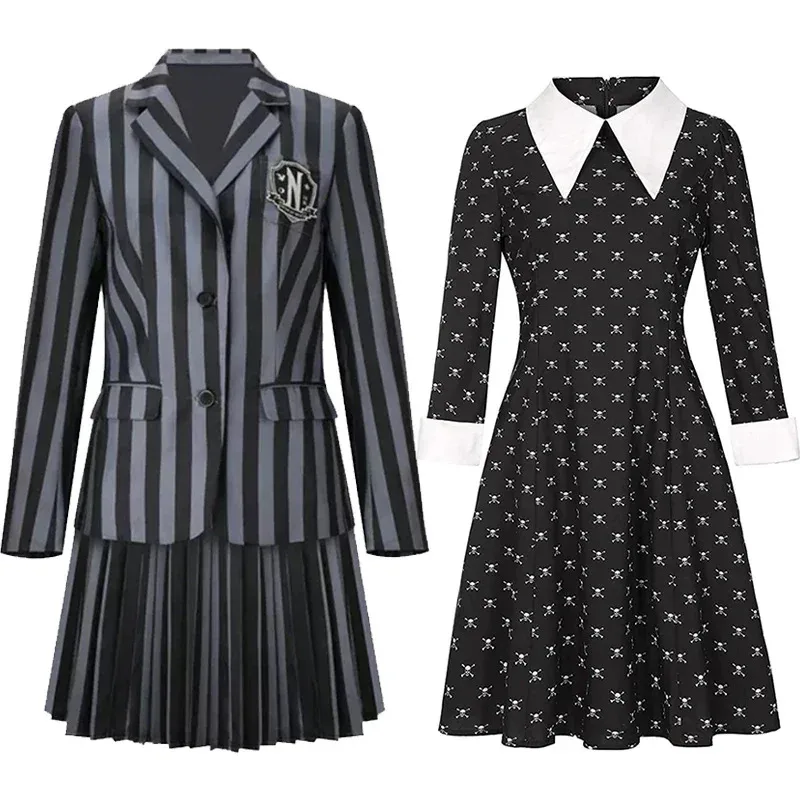 

Thing Hand Girls Addams Nevermore Academy Black School Uniform Adult Purim Costume Black Fancy Dress Up