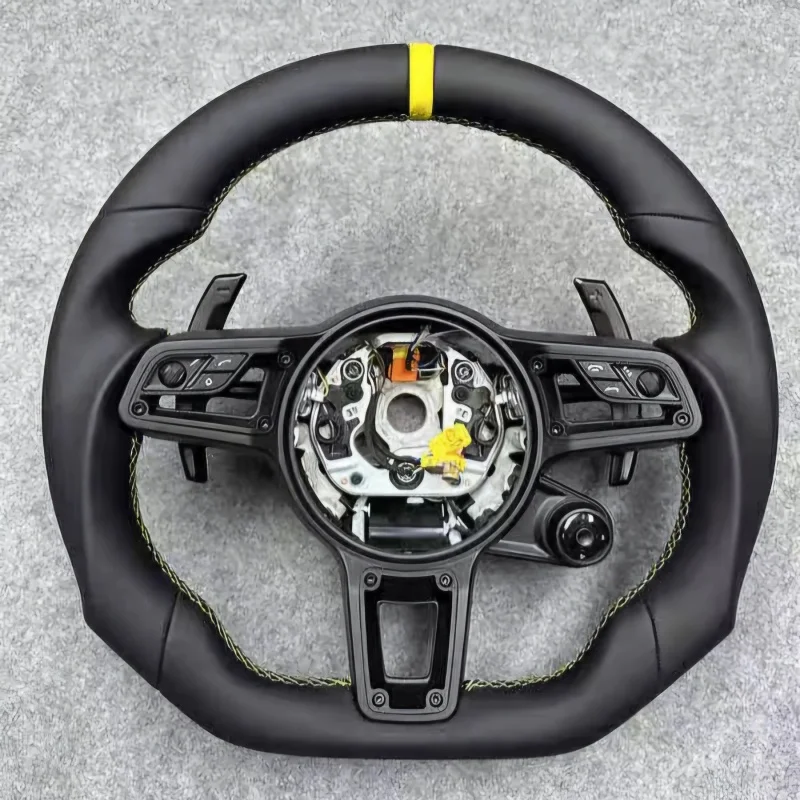 Custom Leather For Porsche Panamera Cayenne Macan Taycan Carrera Cayman 911 992 997 970 971 955 958 987 718 Steering Wheelel