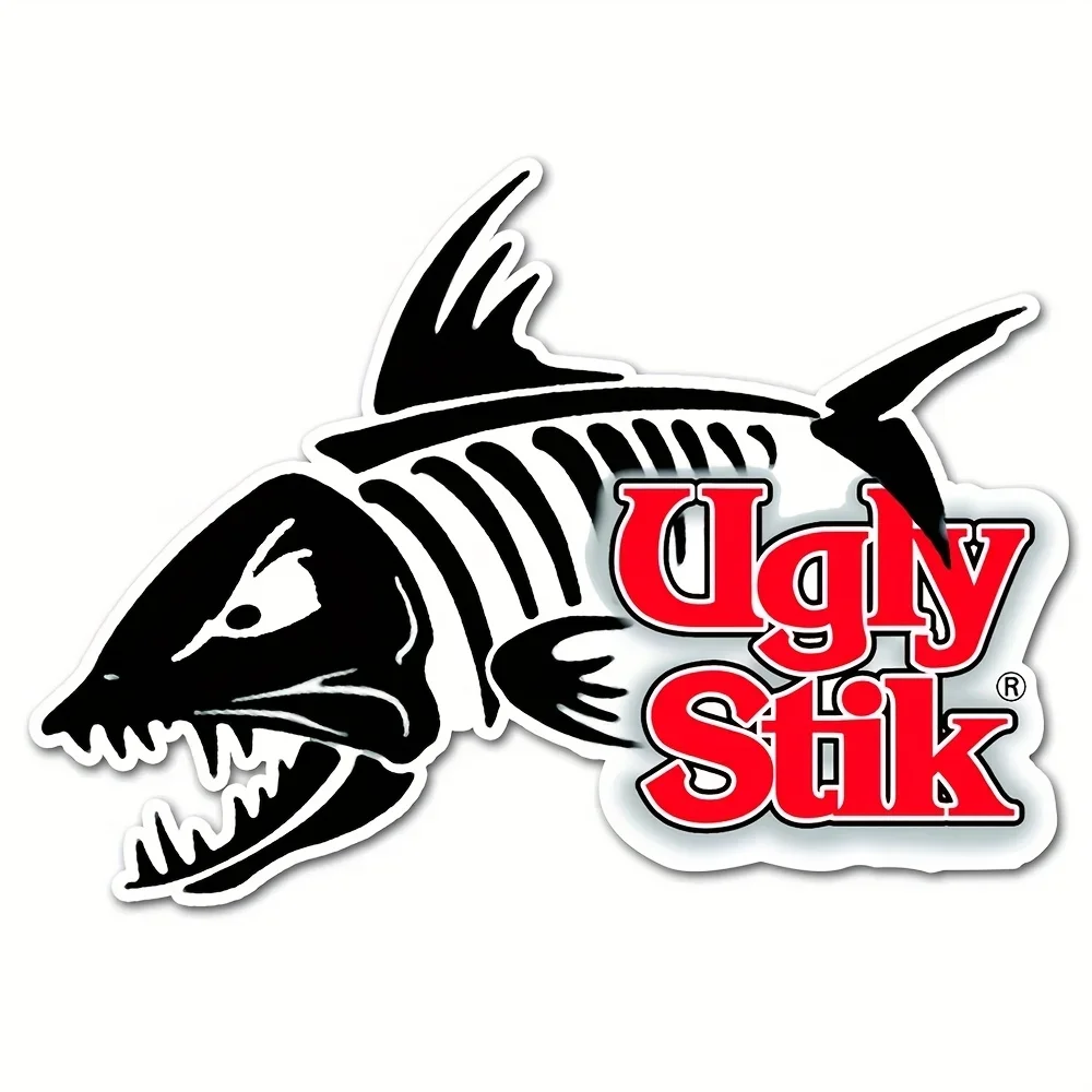 

1PC Ugly Stik Black Fish Stickers - Retro Fishing Decor with Bold Red & White Font,Ideal Gift for Anglers & Fishing Enthusiasts