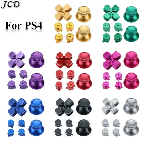 PS4 Pro SLim C ontroller 용 JCD 1set 금속 엄지 그립 캡 알루미늄 ABXY 버튼 썸 스틱 크롬 D 패드 키 ﻿ 교체