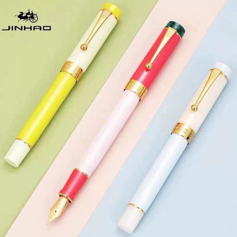 

JINHAO 100 Centennial Resin Fountain Pen Color Block EF/F M / Nib Golden Clip Office School Supplies Stationary PK 9019 82 9016