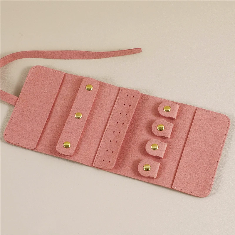 صندوق مجوهرات السفر المحمول صندوق مجوهرات قابل للطي لفة للمجوهرات سوار حلقة القلائد القرط حقيبة التخزين لحقائب السفر #5