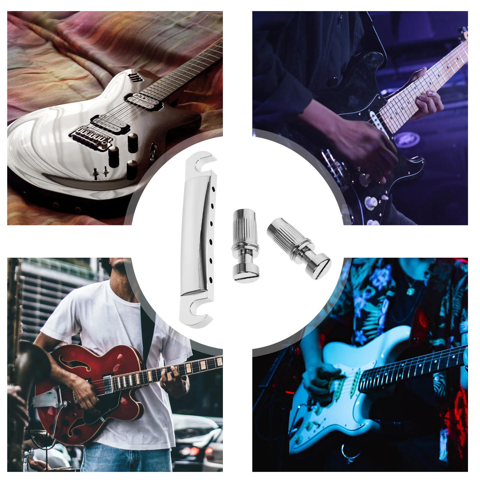 

1Set Electric Guitar Bridge Tailpiece for Style High Durability Metal Roller Saddle Replacement Parts Luthier Tools