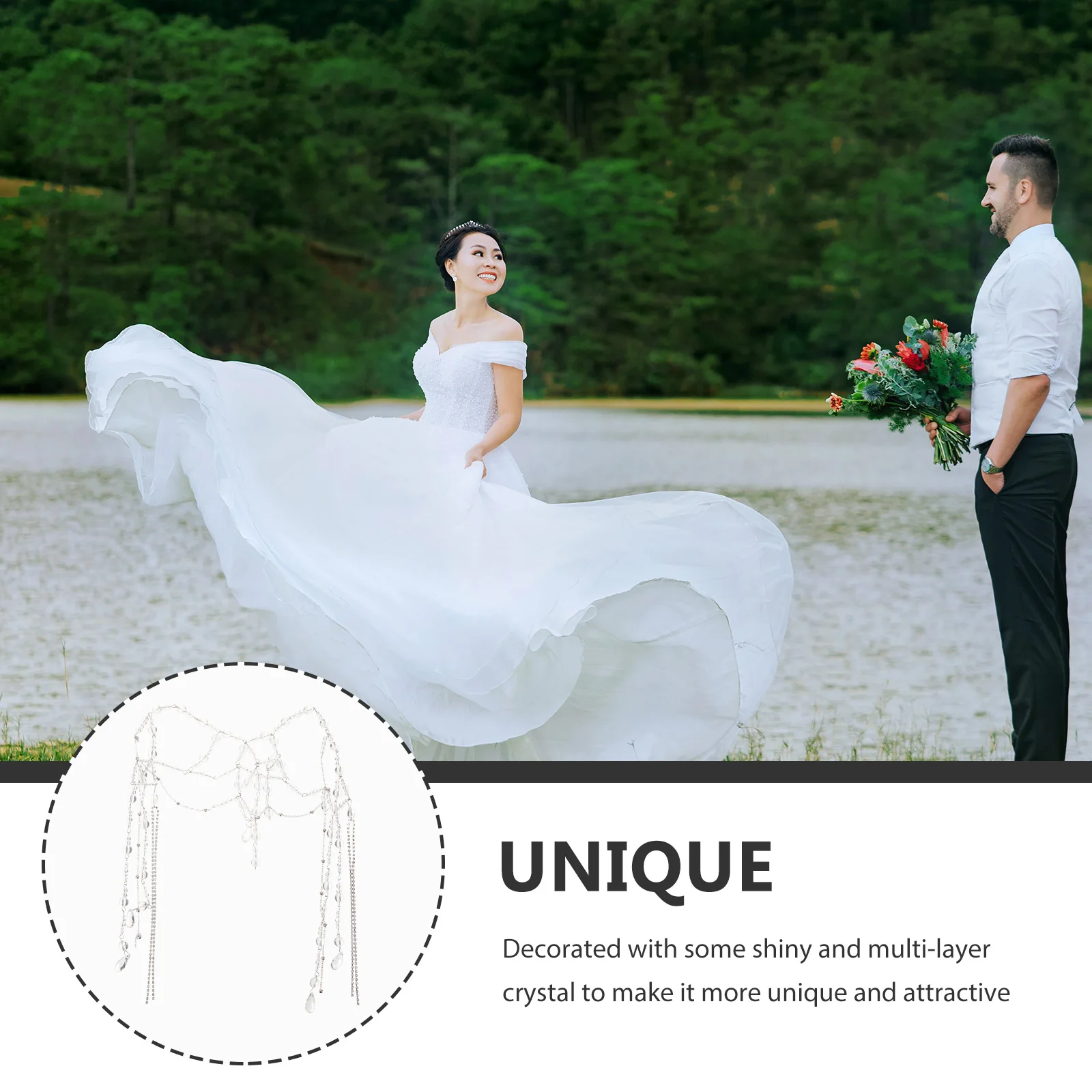 

Elegant Crystal Hair Jewelry Women Forehead Chain Tassel Bridal Wedding Headpiece Multi-Layer Diamond Decorative Chain