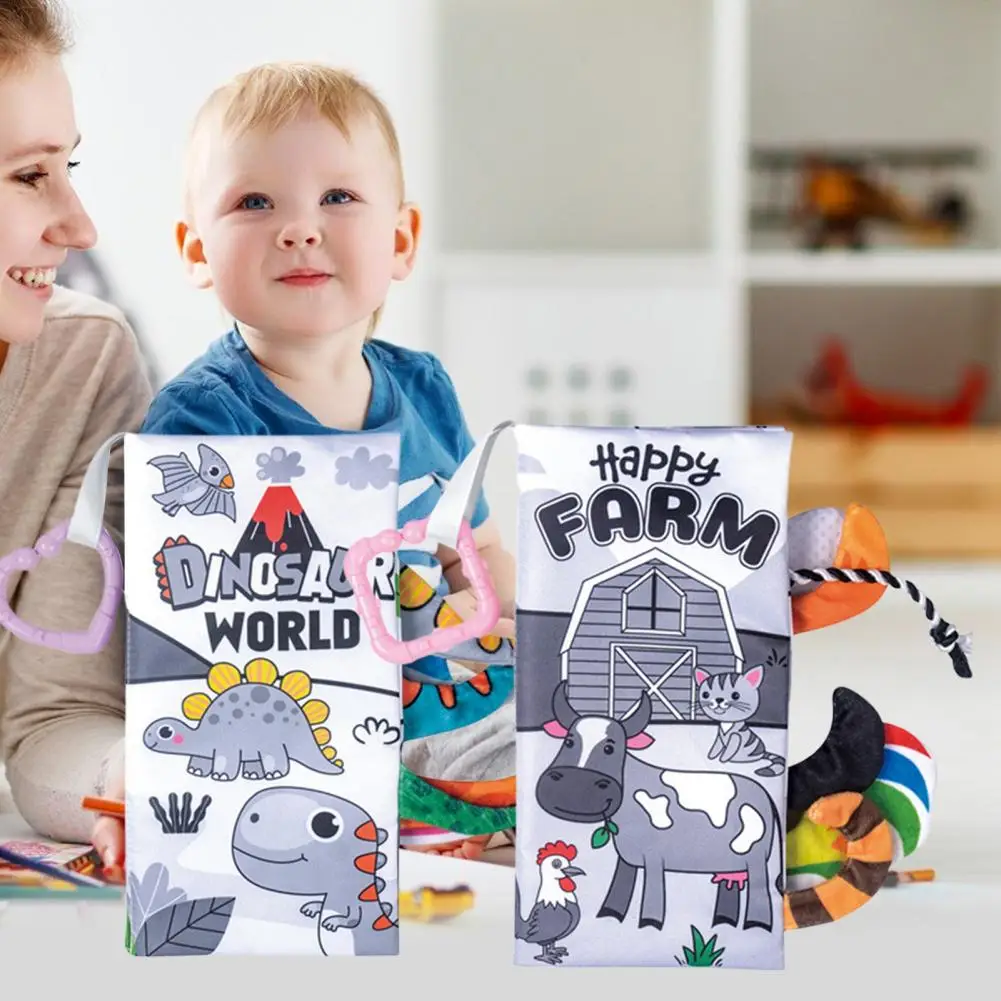 Baby Washable Tail Cloth Book Early Learning Toy Puzzle Parent-child Interactive Sound Paper4 Pages 8 Animal Book Can Not Tear