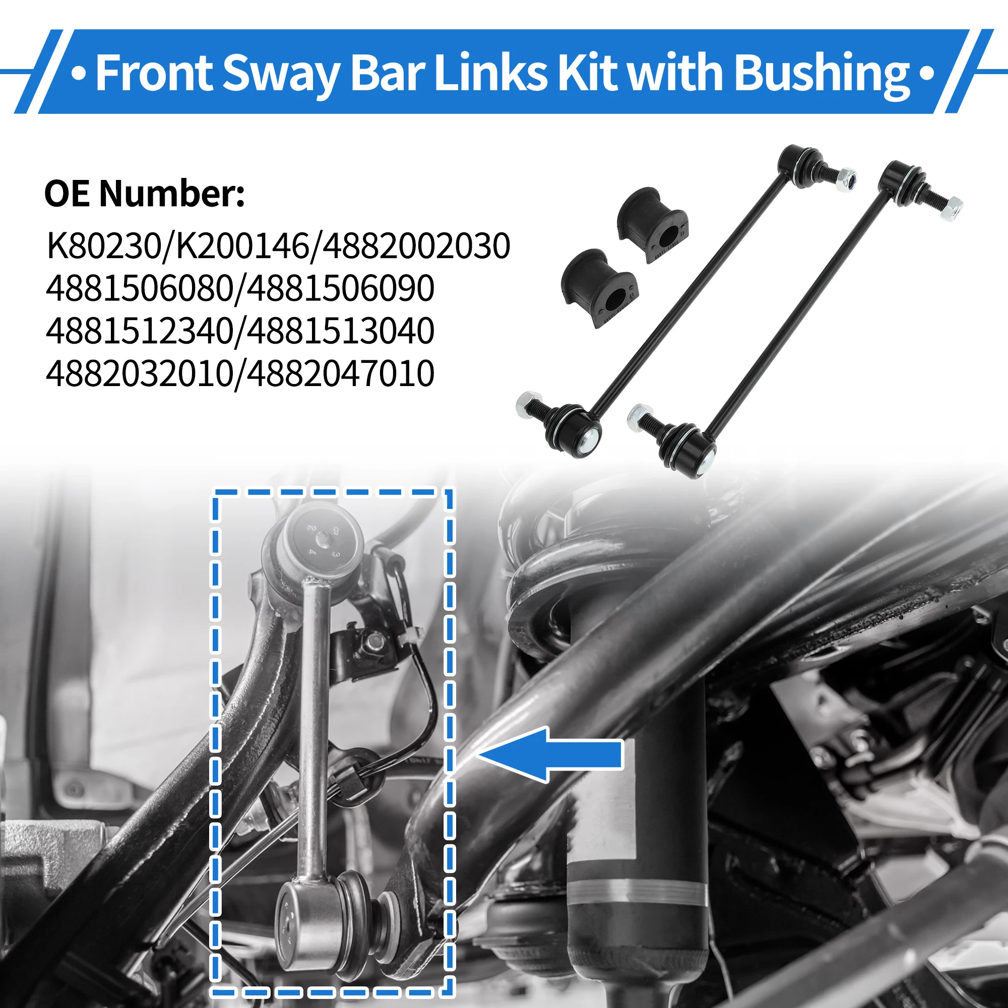 

Тяги переднего стабилизатора UXCELL с 2-мя втулками для Toyota Corolla No K80230 1 комплект
