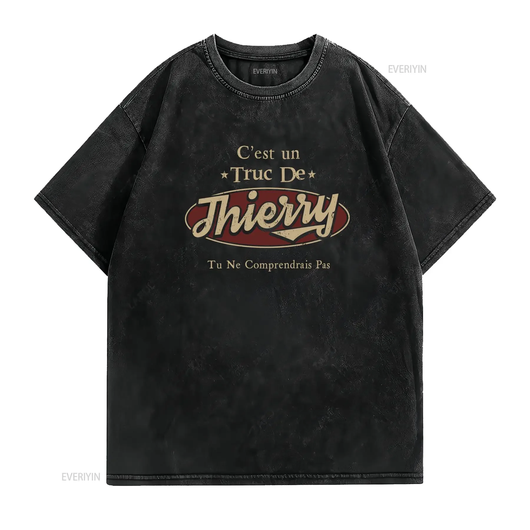 C'est un truc de Thierry T Shirt à Imprimé Dos Décontracté Col Rond avec Slogan Drôle Lavable en Machine Coupe Toute Saison