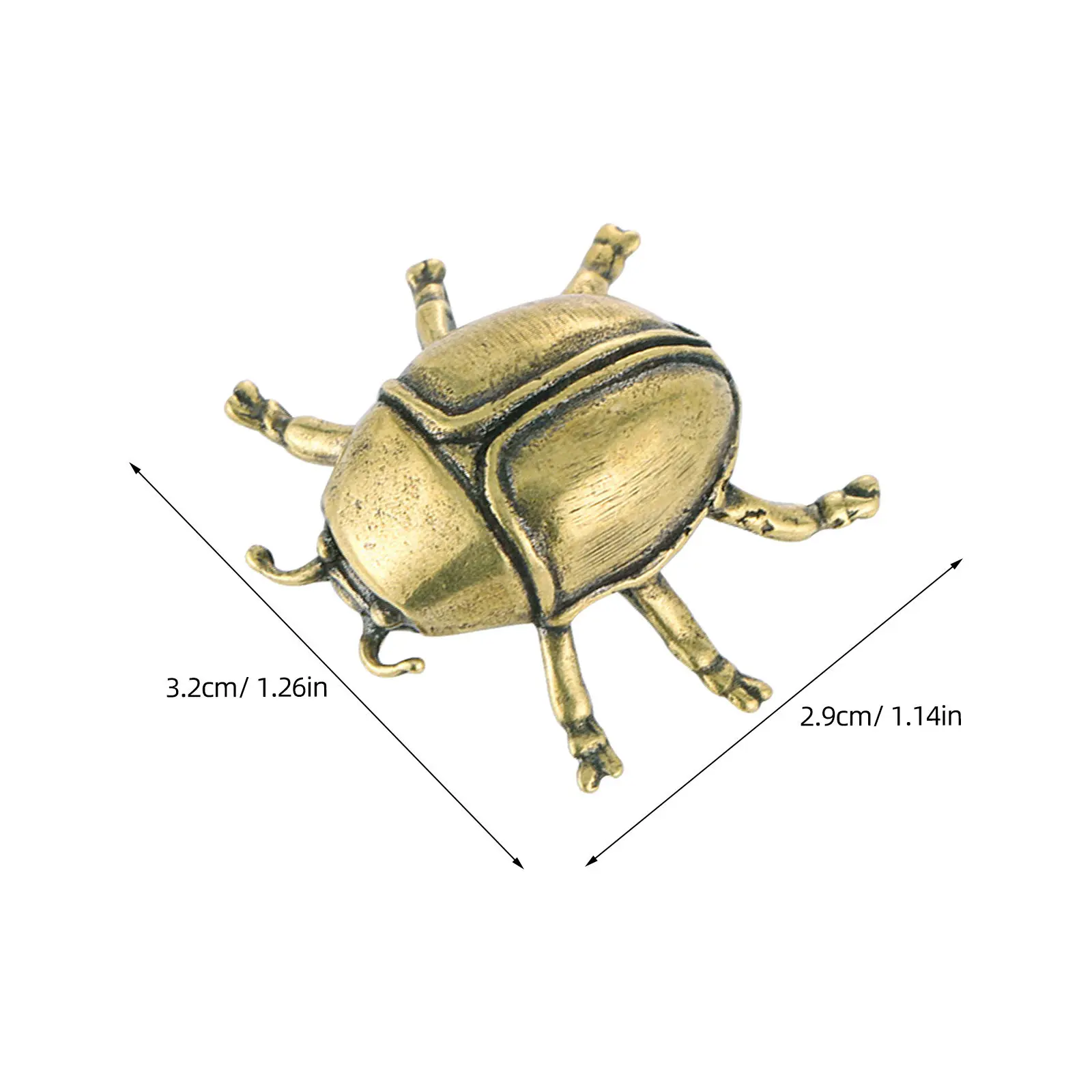 4Pcs Vintage Brass Beetle Statue Retro Mini Insect Desktop Decor Home Office Ladybug Ornament Garden