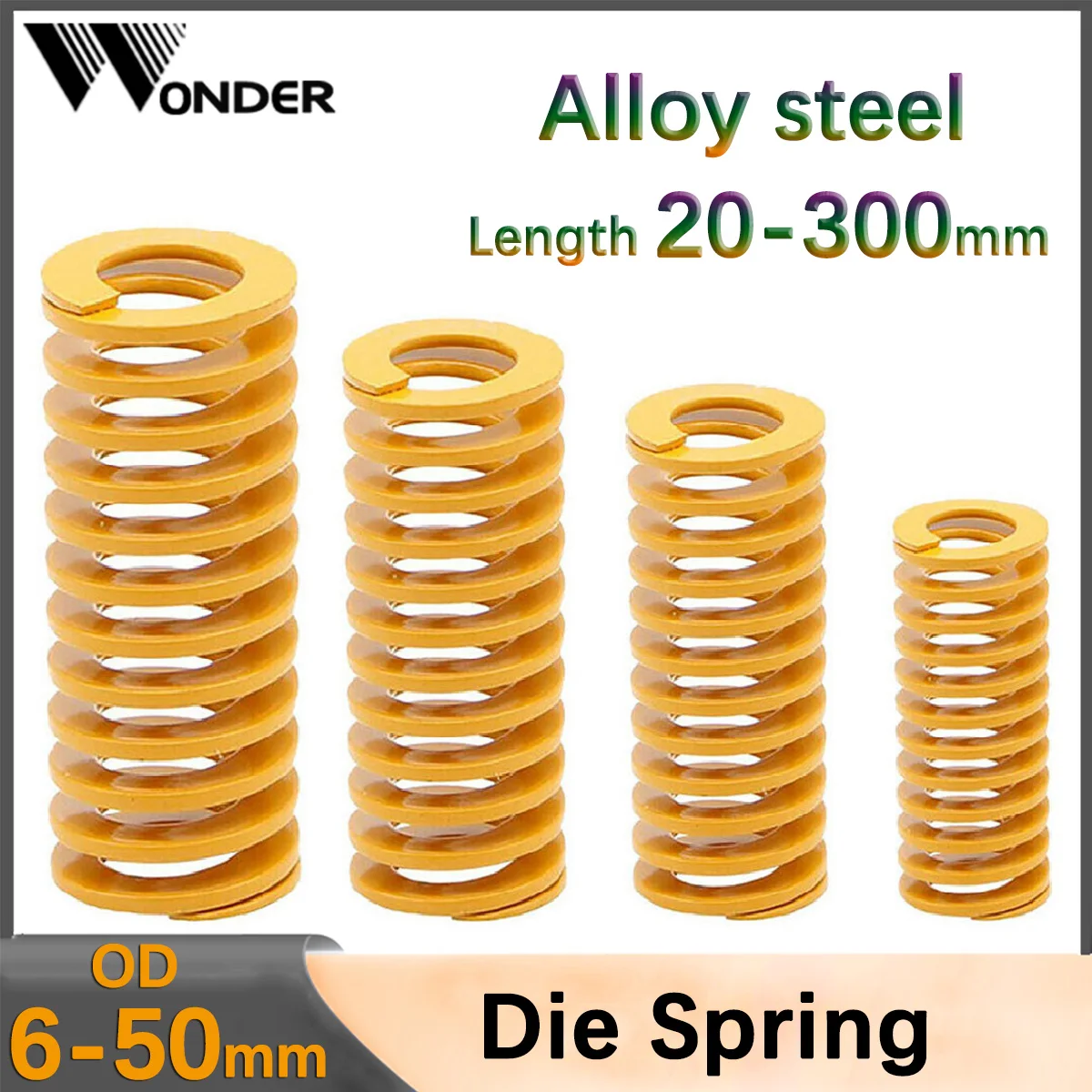 Die Mold Springs Spiral Stamping Compression Spring Small load Spring Yellow 3D Printer Parts Outer Dia 6-50mm Length 20-300mm