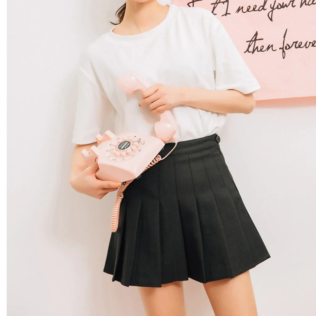 2025 New Women High Waist Pleated Skirts Sweet Lolita Y2k A-Line Skirt Korean Solid Color Mini Dress Faldas