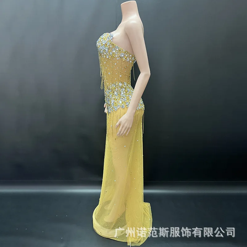 Luksusowa sukienka z siateczki z dżetami, seksowna, z prześwitami, modna, balowa, na urodziny, ekskluzywna, elegancka, długa sukienka na imprezę, vestidos largos elegantes fiesta mujer