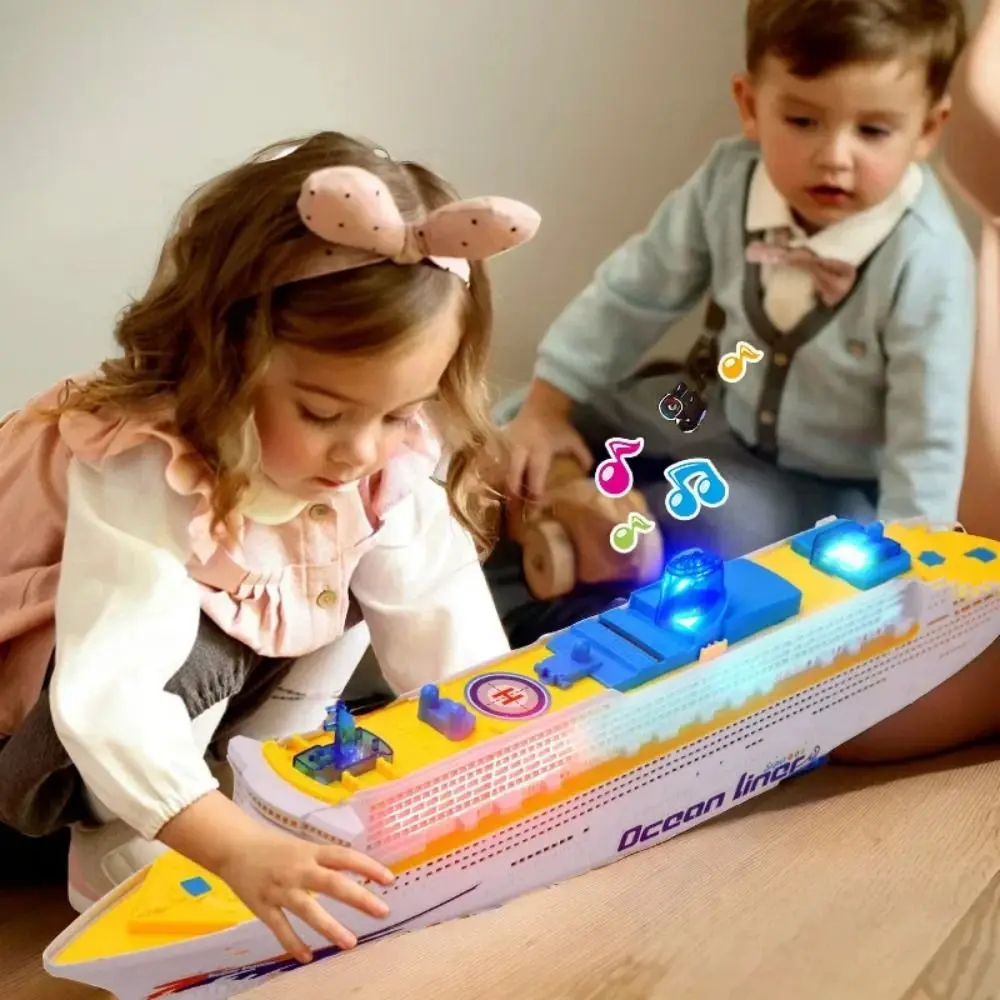 NEW Flashing Light Electric Ship Toy Automatic Steering Realistic Electric Boat Toy LED Light Sound Cruise Ship Toy