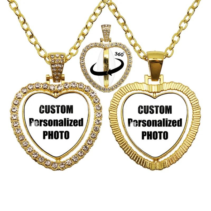 New Style Personalized Custom 25mm Double-Sidled Heart Necklace Glass Pendants  Mum Dad Baby Grandpa Parents Custom Gifts