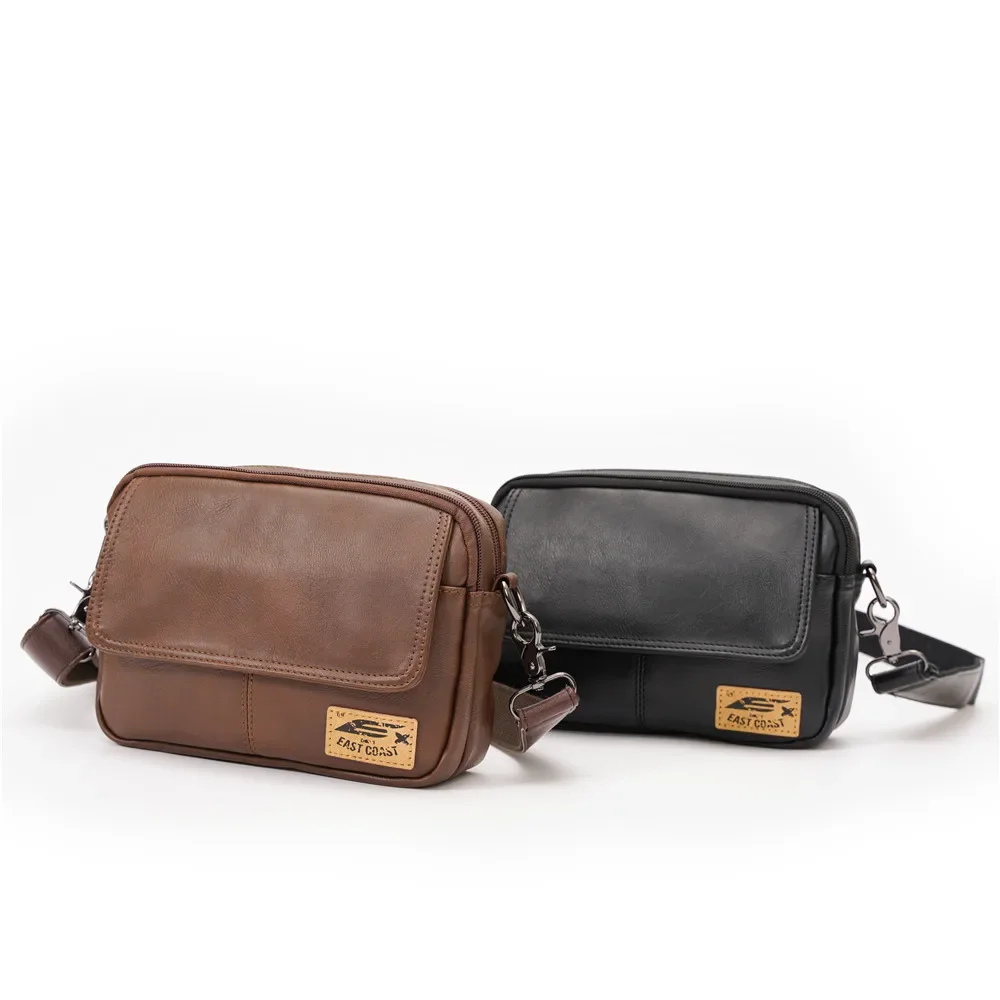 Vintage Flap Crossbody Bag Herren Umhängetaschen aus weichem PU-Leder Herrenmode Quadratische Umhängetasche Messenger Bag Flap Zipper Satchels – Detail 10