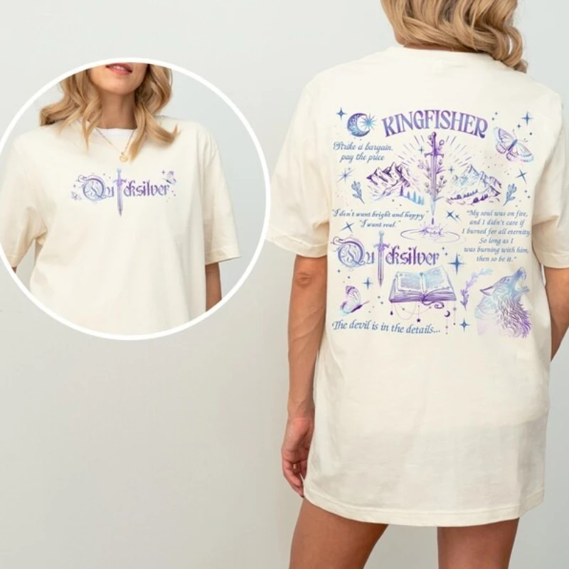 Women Tee Quicksilver Book By Callie Hart Quicksilver Tee Kingfisher Shirt Bookish Apparel Romantasy Merch Fae and Alchemy Gift