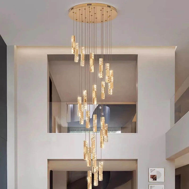 Imagem -03 - Modern Crystal Chandelier For Home Decoration Stair Pendant Lamp Living Room Pendant Lights Iluminação Interior