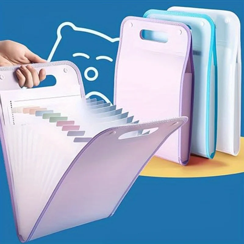 13 Pocket File Folders Portable A4 Letter Size Macaron Color Accordian Document Organizer for Classroom Office Home Storage