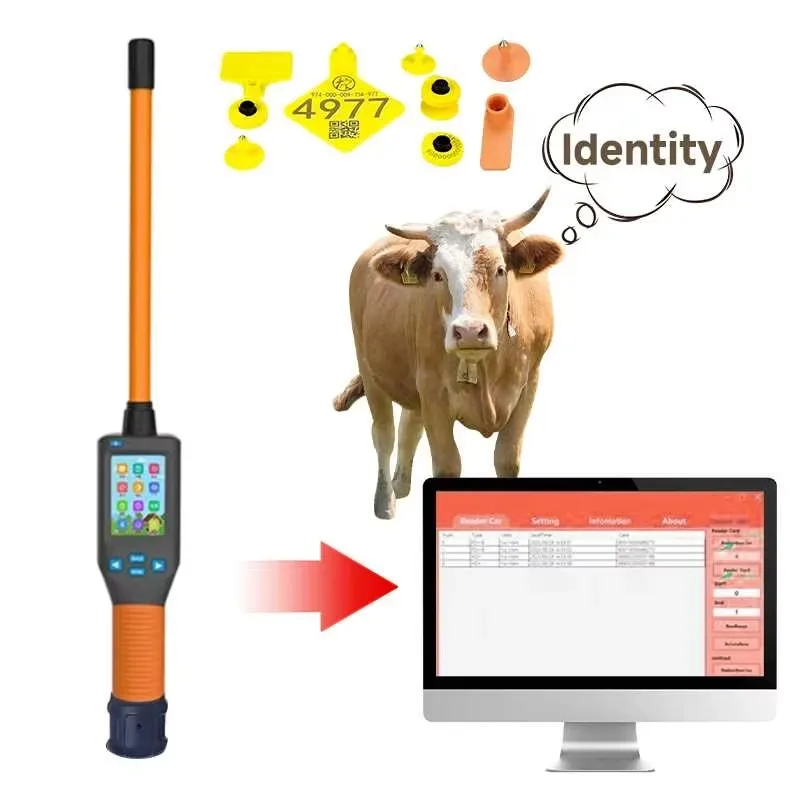 Long Stick 134.2 kHz RFID Long Range Animal Ear Tag Reader Handheld Livestock Cattle Sheep Pig Goat Identification Scanner