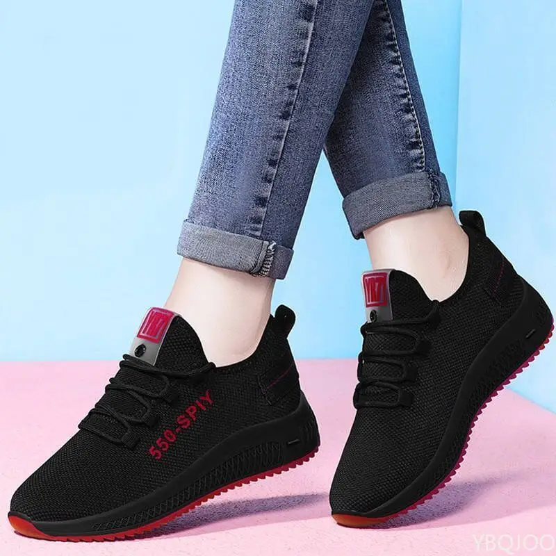 Große Herbstmode, atmungsaktiv, leicht, bequem, Damenschuhe, vielseitige Damen-Sportschuhe aus Mesh mit flachem Boden