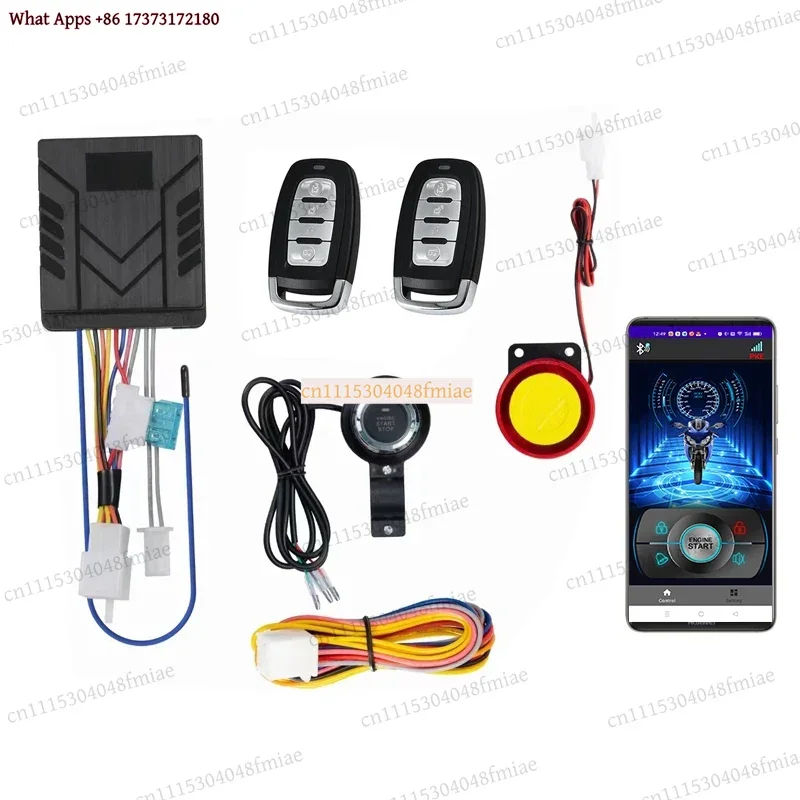 Bluetooth 12V Motorcycle Alarm One-Button Start Switch Keyless Ignition Anti-Theft Alarm
