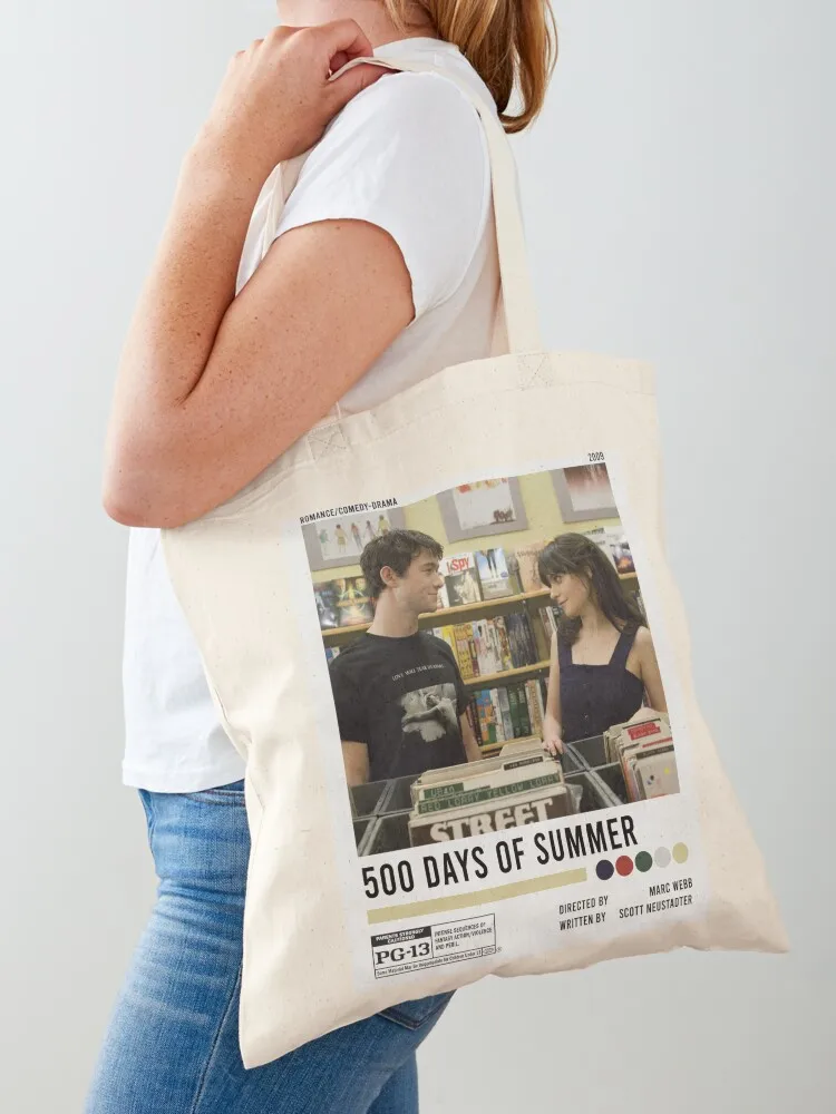 

500 Days of Summer Minimalist Poster Tote Bag shopping bags foldable Canvas stote bag Fabric bag Handbags