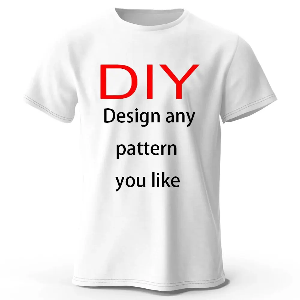 Customized Print T Shirt for Men DIY Your like Photo or Logo Top T-shirt Summer O Neck Cotton Short sleeve Men and Women Tops