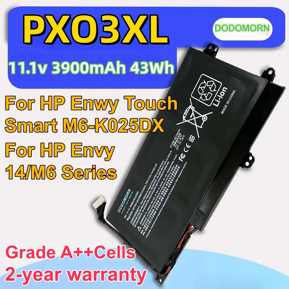 DODOMORN nueva batería PX03XL para HP Envy 14 Touchsmart M6 M6-K M6-k125dx 7150-001 714762-421 HSTNN-IB4P 3900mAh de alta calidad