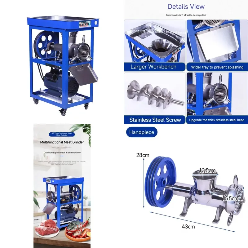 2026 New#2025 42 Electrical Commercial Stainless Steel Meat Grinder 500kg/h Automatic Dumpling Filling Machine 110V/220V