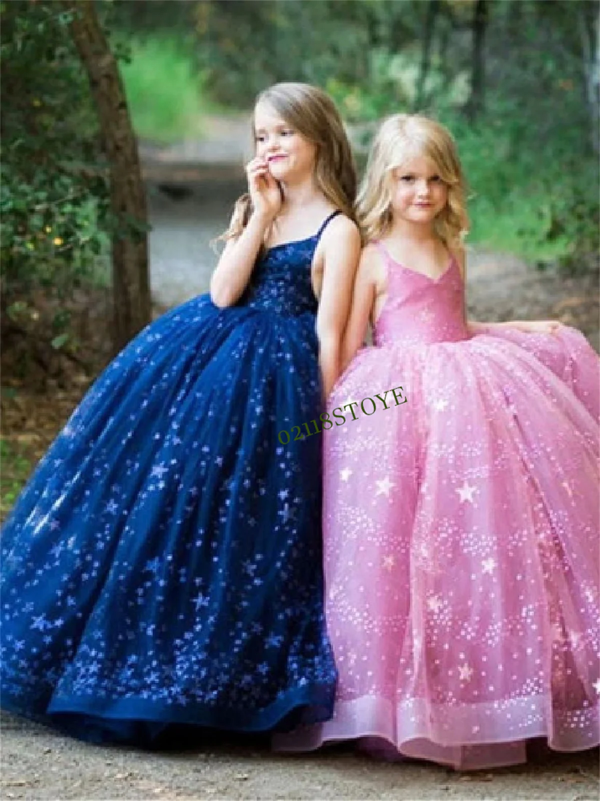 Sparkly Layers Glitter Flower Girl Dresses Kid First Birthday Gowns Sleeveless Prom Celebration Dresses With Communion Gown