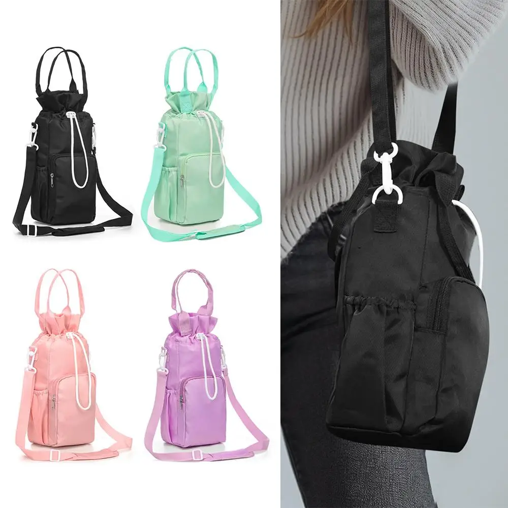 

Tumbler Water Bottle Carrier Bag Adjustable Shoulder with Phone Pocket Water Bottle Bag with Hand Strap Crossbody Drawstring