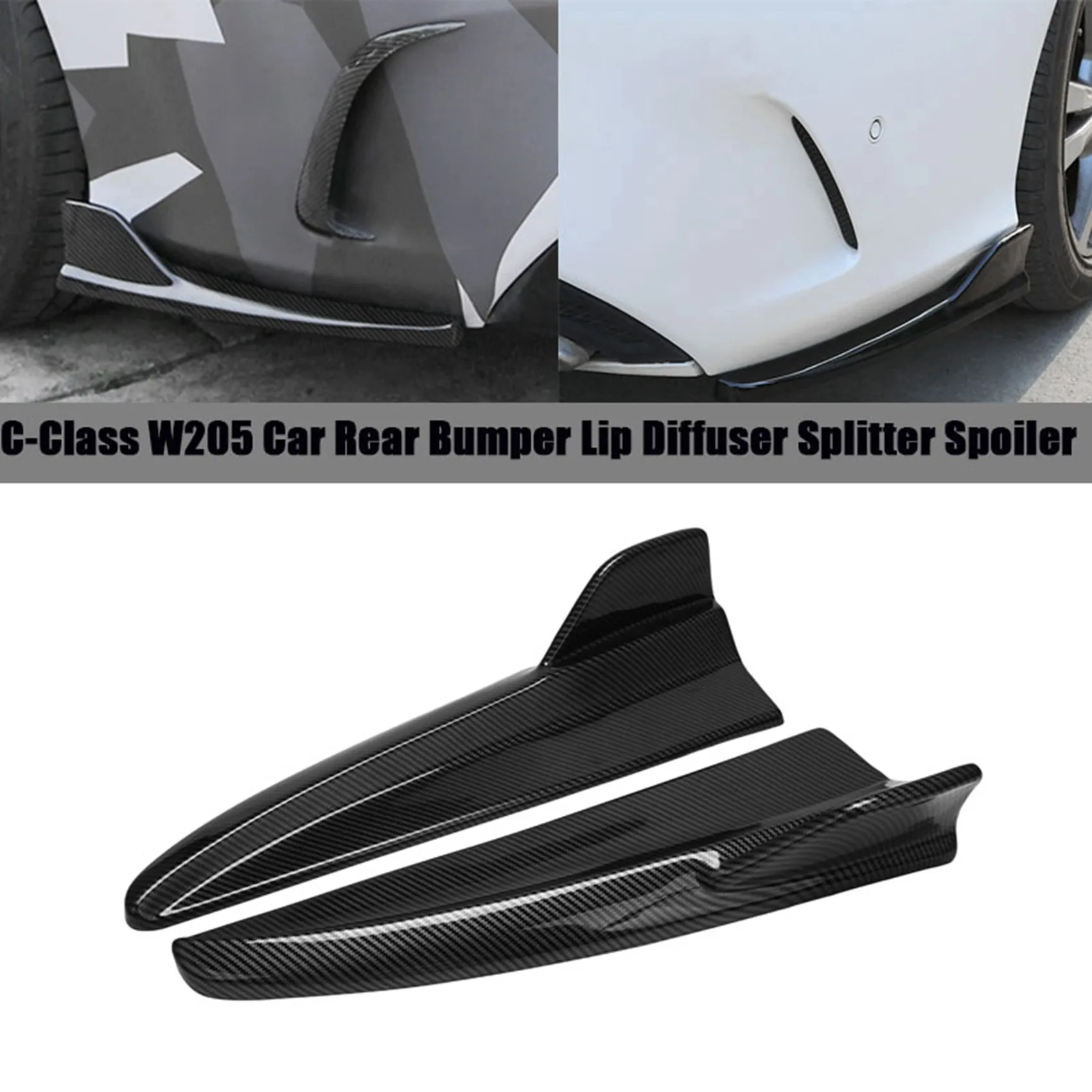 

A96E-Car Rear Bumper Lip Diffuser Splitter Spoiler For Mercedes Benz C-Class W205 C180 C200 C300 C63 2015-2021