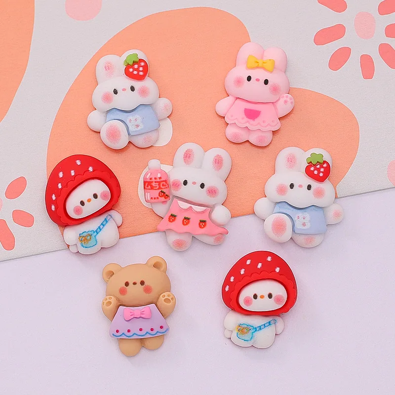 

100pcs Kawaii Flatback Resin Cartoon Animal Rabbit Bear Cabochon Hair Bow DIY Scrapbooking Crafts Jewelry Decor Accessories