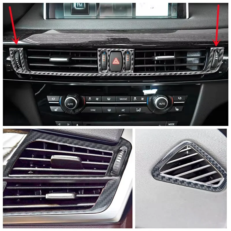 

Carbon Fiber Air Outlet Air Conditioner Vent Decorative Cover Trim Strip Stickers For BMW X5 X6 F15 F16 Car Interior Accessories