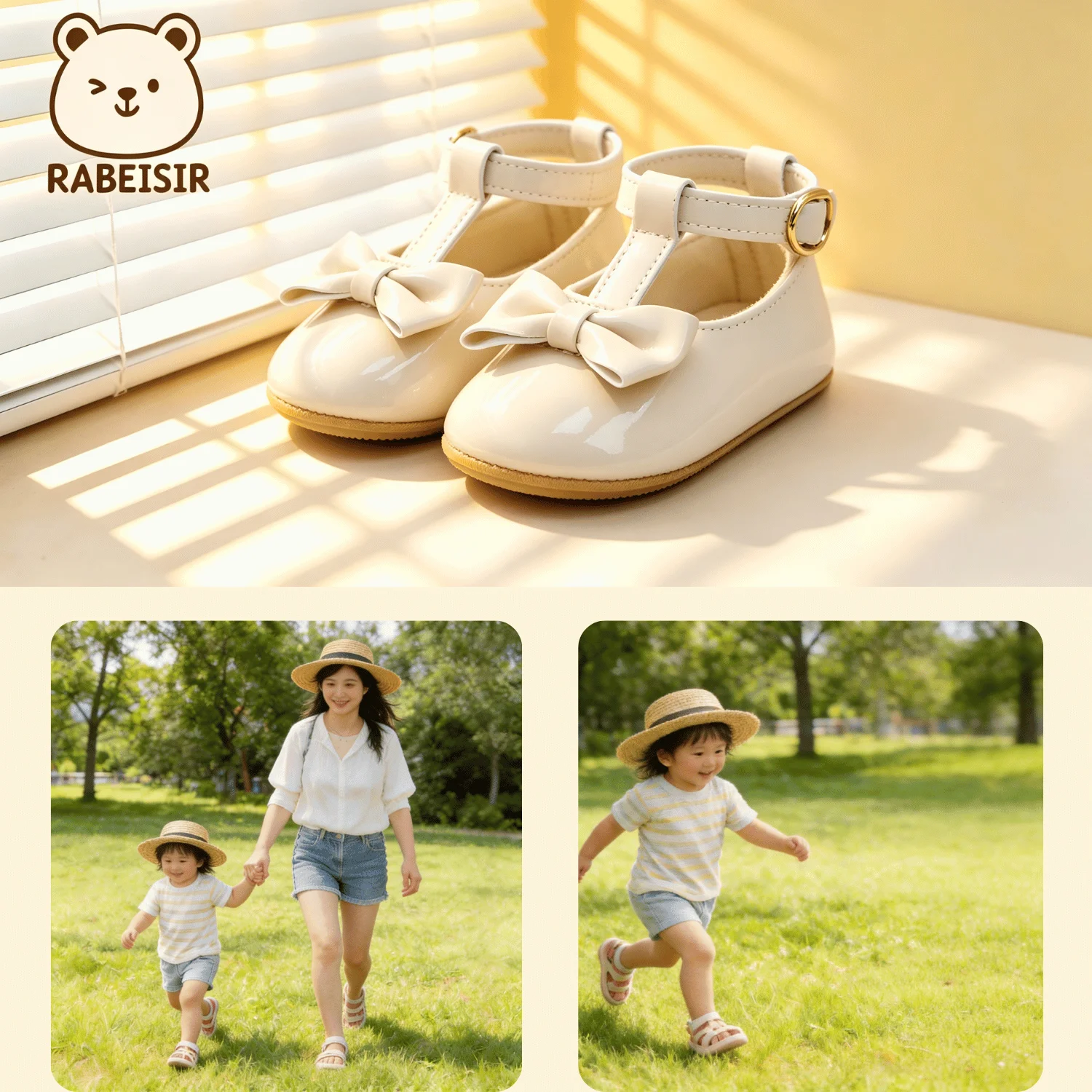 Elegante Mary Jane Schuhe für Babymädchen aus Lackleder mit großer Schleife, T-Riemen-Design, Schnallenriemen und weicher Sohle – ideal als erste Schuhe für Kleinkinder. – Detail 1