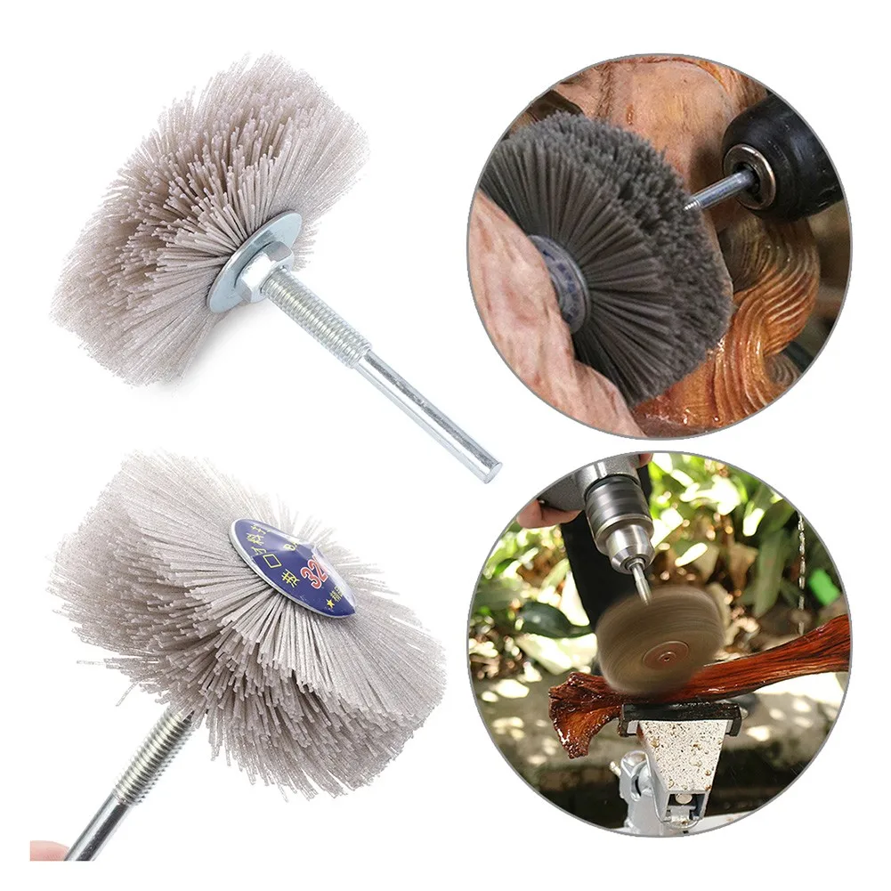1pc 80-600# Abrasive Nylon Wheel Brush Woodwork Furniture Polishing Brush 6mm Shank 80MM Diameter Head Grinder Abrasive Tool