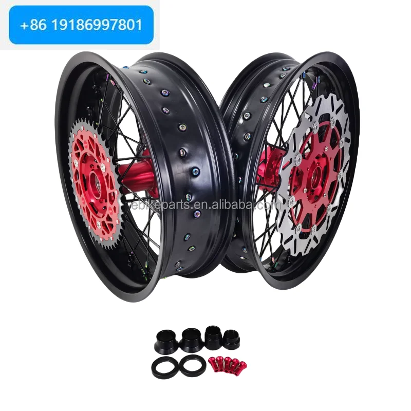 Hot Sale CRF 250 450 Motorcycle Front and Rear Wheel Supermoto Wheel Set for Red Hub