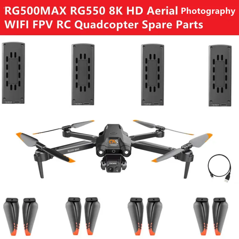 RG500MAX RG550 8K HD WIFI FPV รีโมทคอนโทรล RC Drone Quadcopter อะไหล่ 3.7V 2000Mah แบตเตอรี่/ใบพัด/กรอบ/USB