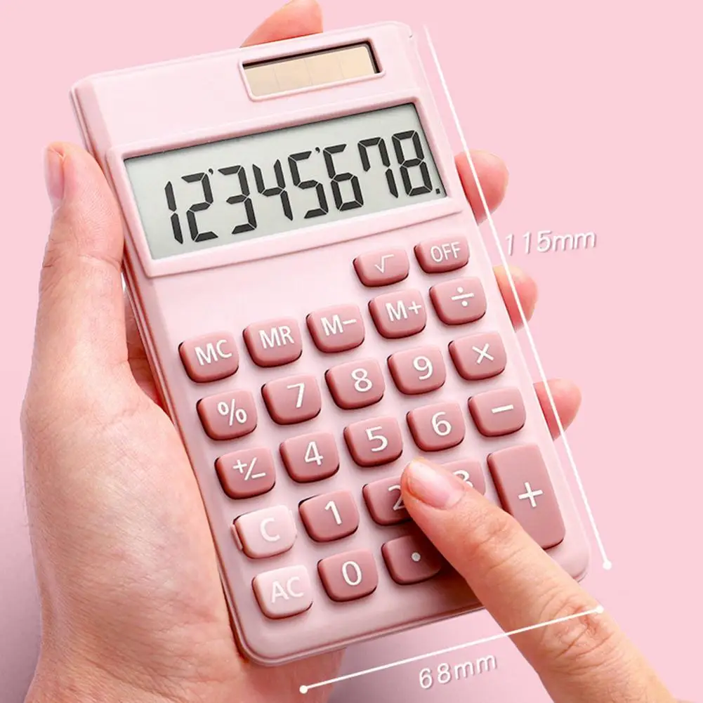 Mini Pocket Calculator Solar Powered Calculator Solar Powered 8-digit Calculator for Students Office Supplies Display for Middle