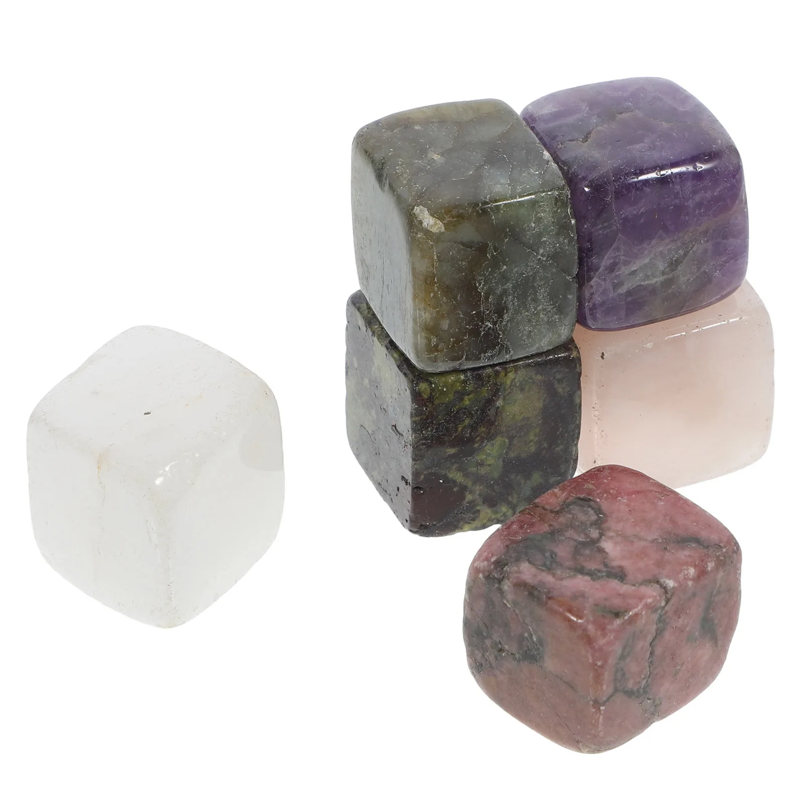

6 pcs Crystal Ice Cubes 0 8 Inch Quartz Set White Pink Purple Reusable For Whiskey Drinks Gifts Bar